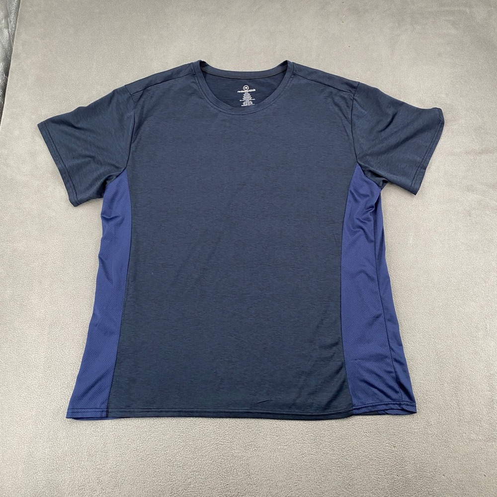 Real Essentials Mens 2XL Navy Blue Active Mesh Performance T-Shirt REQW 2023